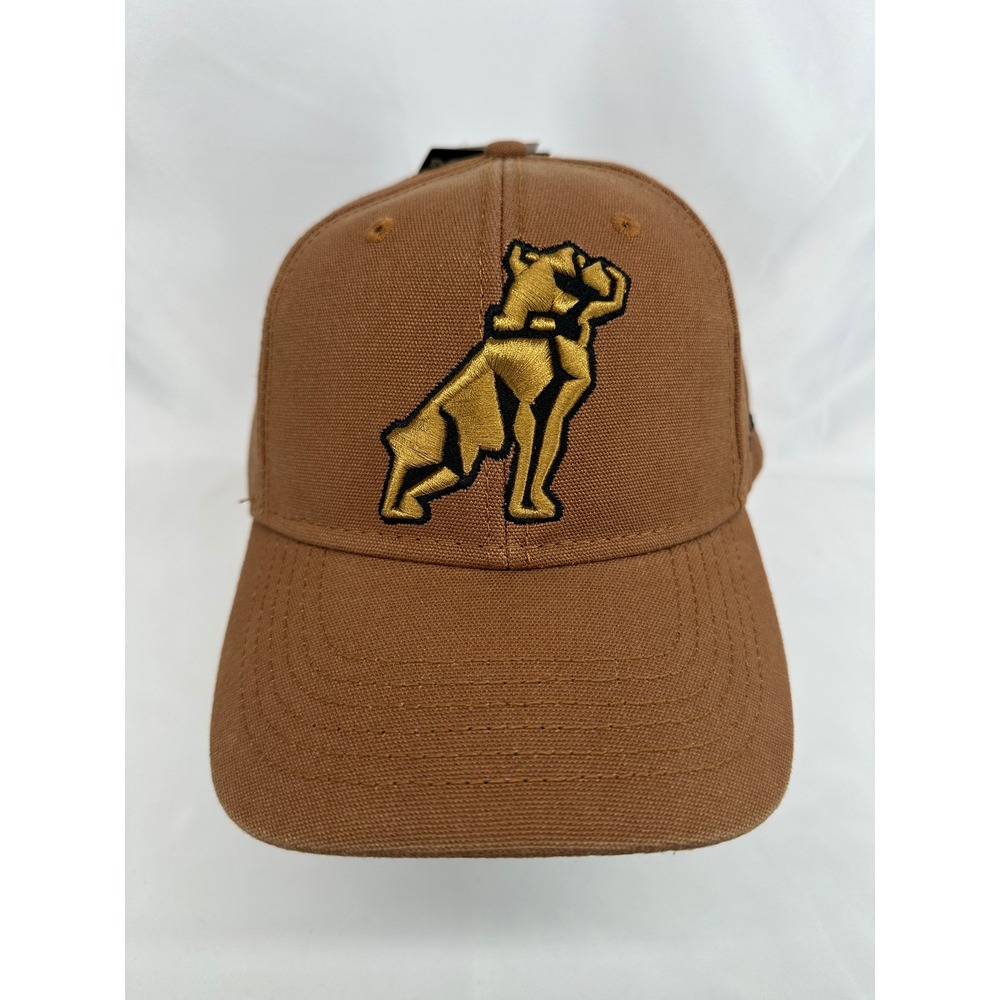 Mack Trucks Snapback Hat Men OSFM Brown Gold Bulldog Logo H3 Headwear Canvas Cap
